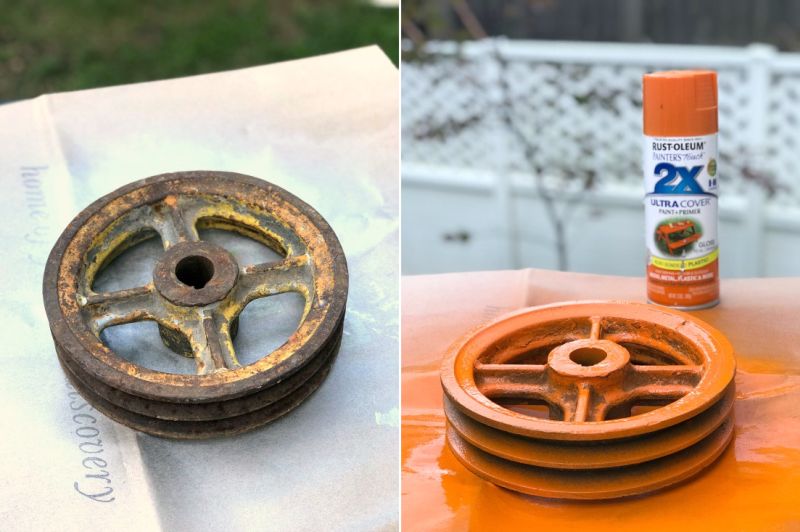 Decorate Your Yard with DIY Metal Wheel Halloween Pumpkin 