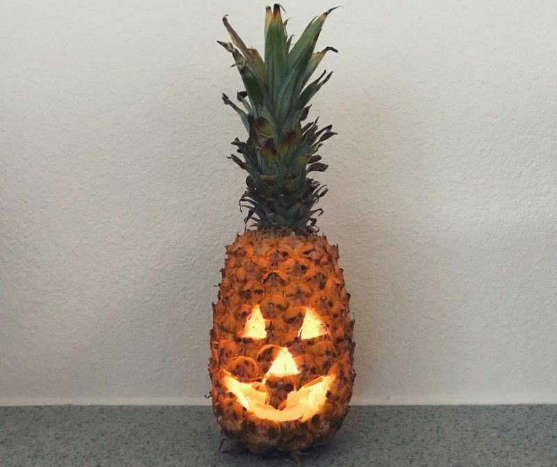 Pineapple jack-o'-lantern carving for halloween 