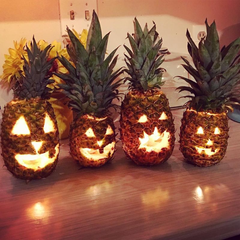 Pineapple jack-o'-lantern