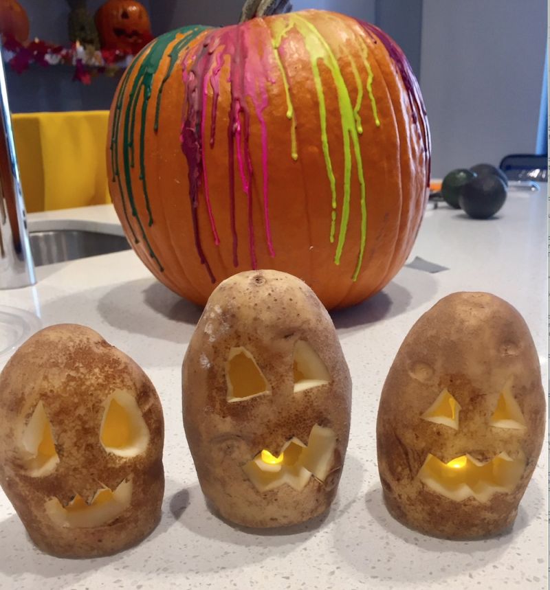 Potato jack-o'-lantern halloween 