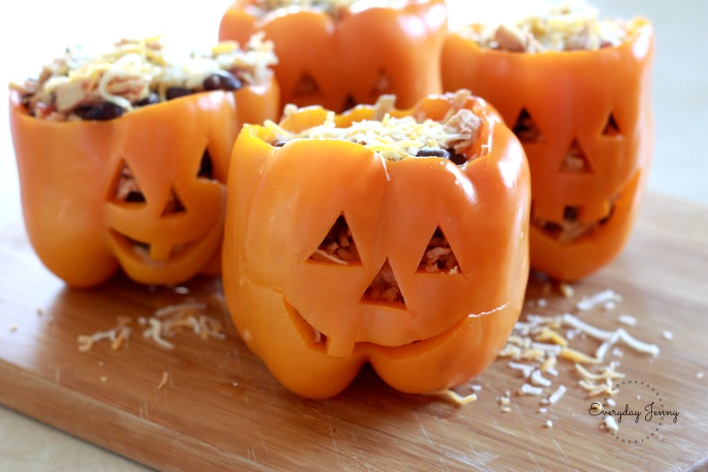 Stuffed Bell Peppers for Halloween