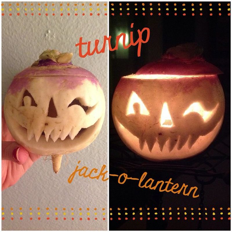 Turnip jack-o'-lantern