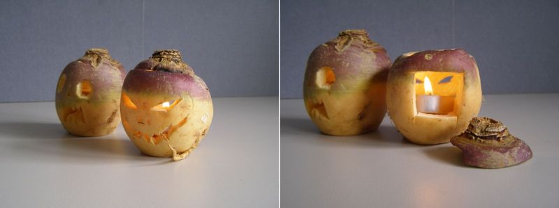 Turnip jack-o'-lantern