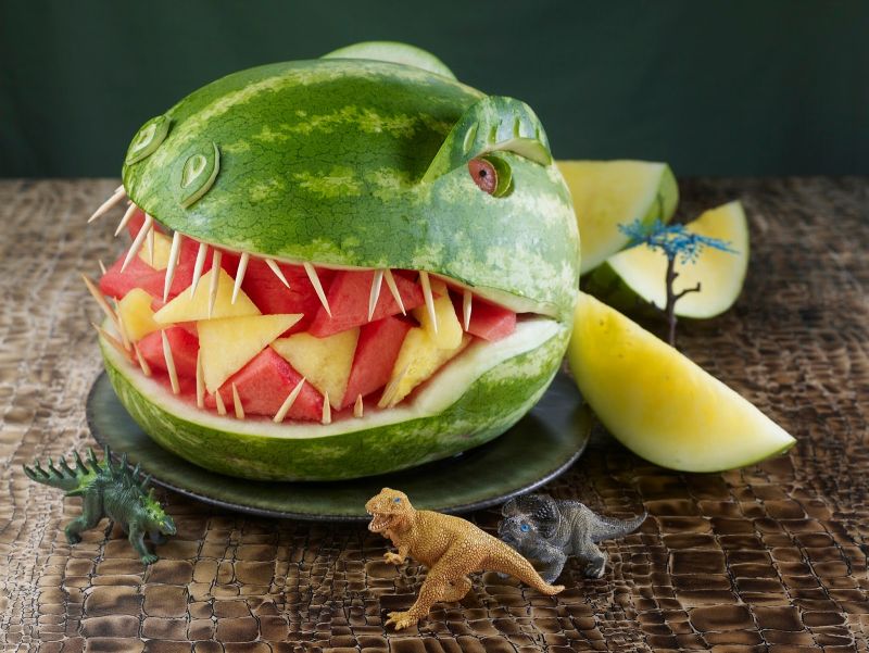 Watermelon alligator carving for halloween 
