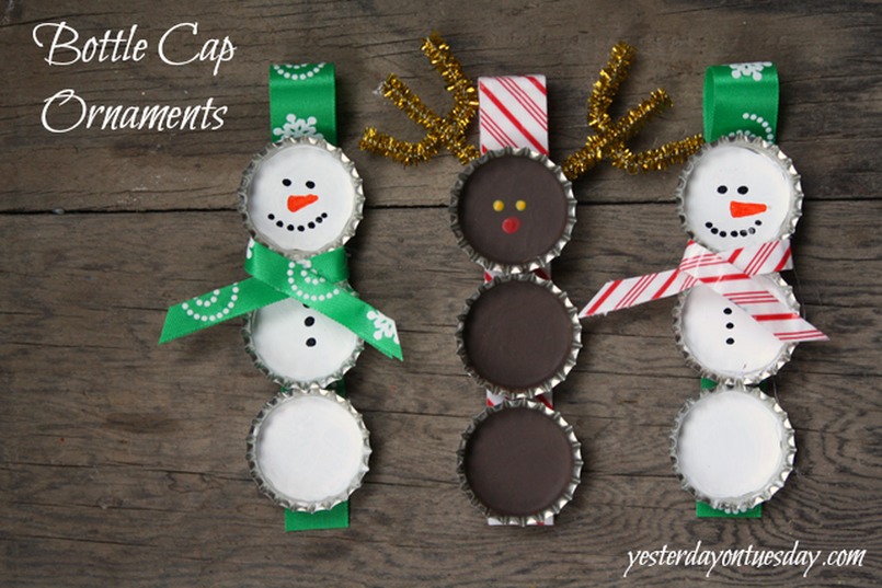 Bottle Cap Snowman Christmas Tree Ornament