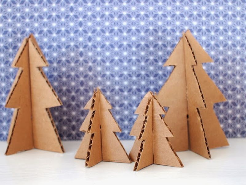 DIY Cardboard Mini Christmas trees