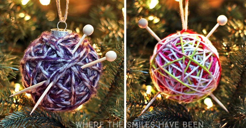 DIY Yarn Ball Christmas Ornaments_1