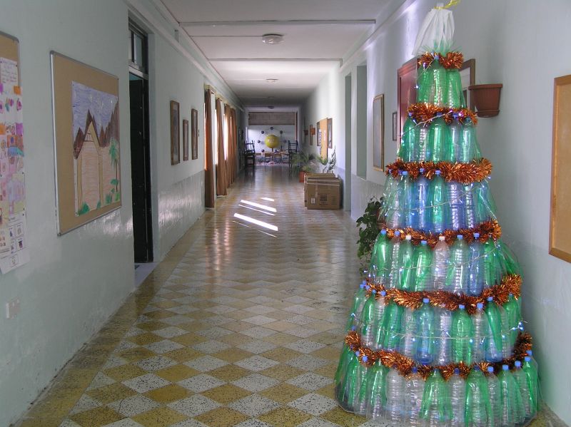 Christmas tree out of plastic bottles