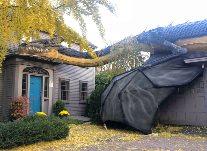 Gigantic Dragon by Tom Saltsman - Outdoor Halloween Decorations