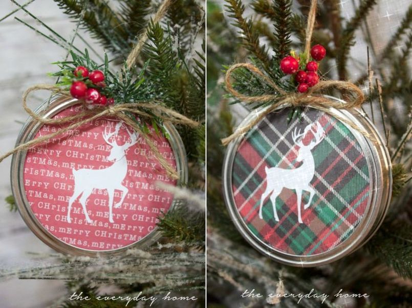 Mason jar lid Christmas tree ornament