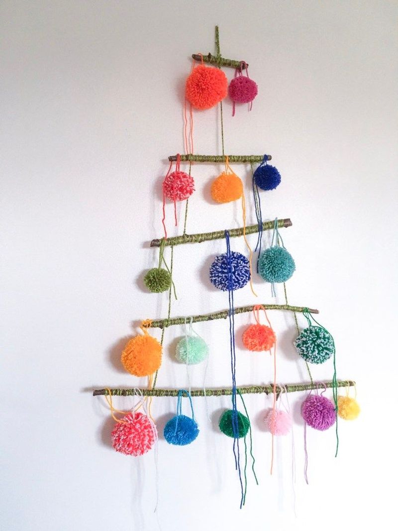 Pom Pom wall Christmas Trees