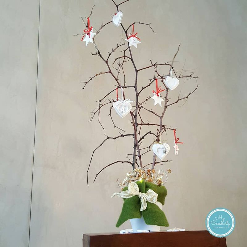 Wood Branches and Twigs into tabletop Christmas trees