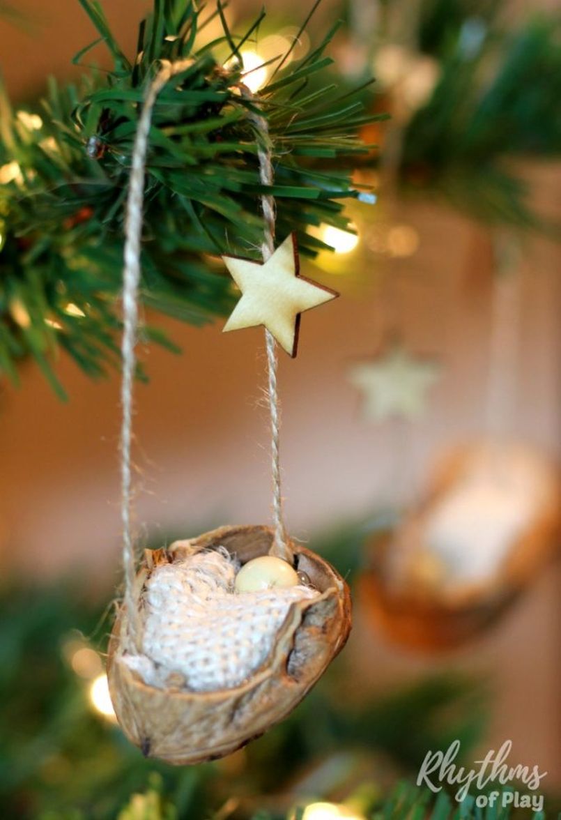 Walnut Shell Christmas Tree Ornament