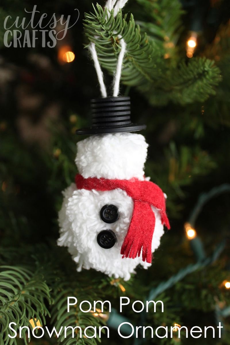 Yarn snowman Christmas tree ornament