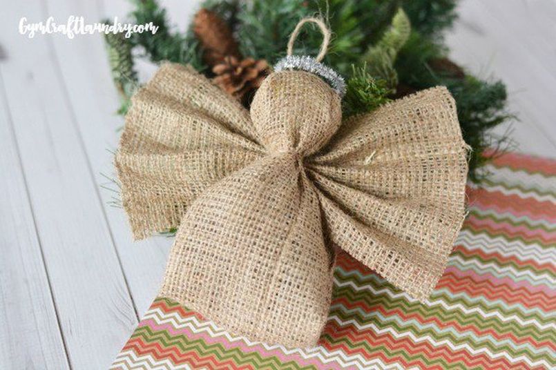 burlap angel Christmas tree ornament