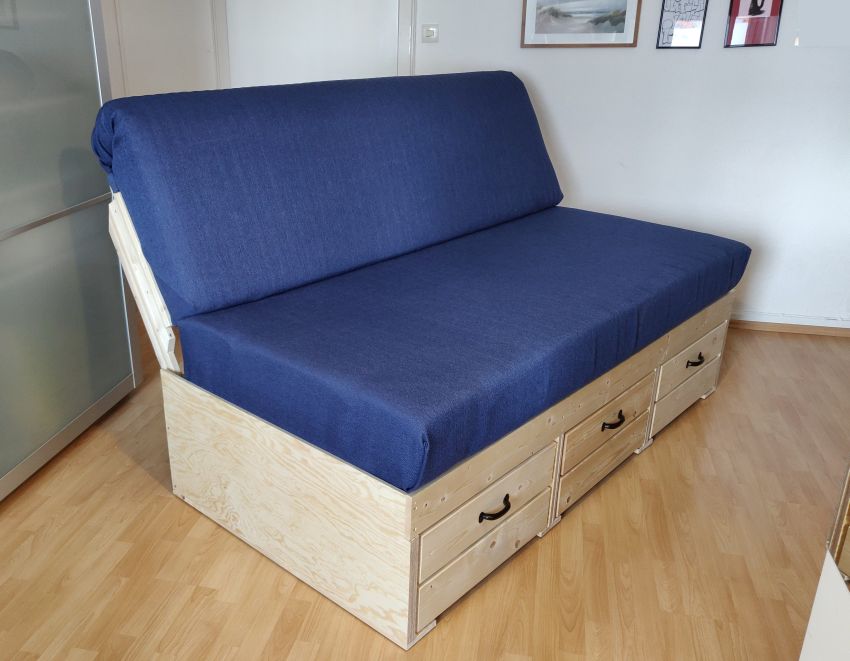 DIY Convertible Sofa Bed With Storage 16 