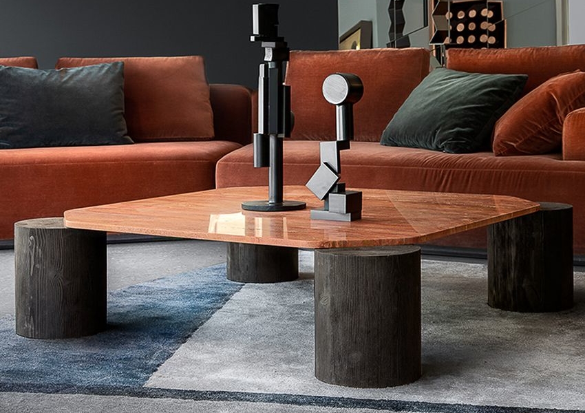 Stunning Coffee Table With Tree Trunk Legs Verde Marble Top