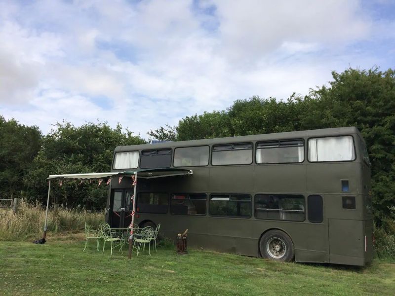 Bertie Double-Decker Bus Home in Sturminster Marshall Village, England