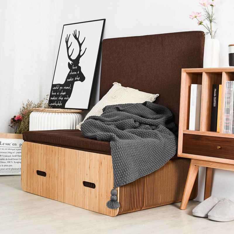 Pro Idee’s Cardboard Paper Bed Folds Up into Bench Quickly 