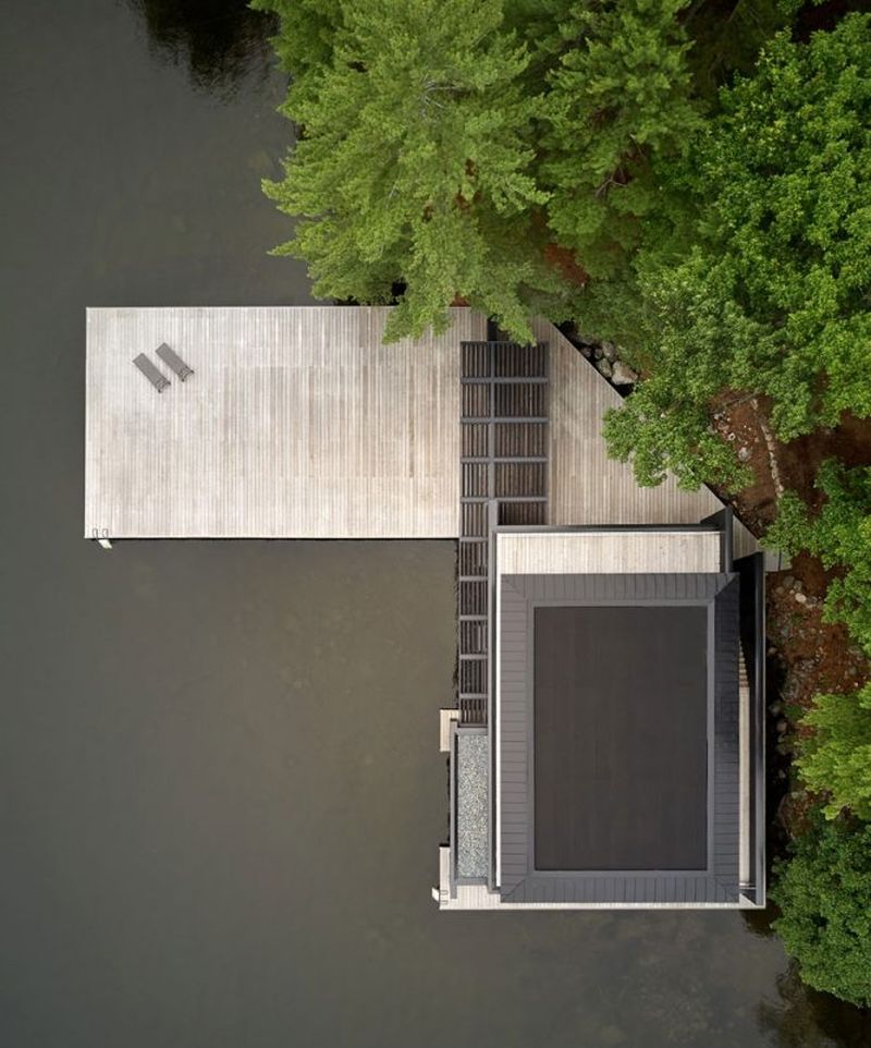 Two-Story Boathouse in Tobin Island by Akb Architects