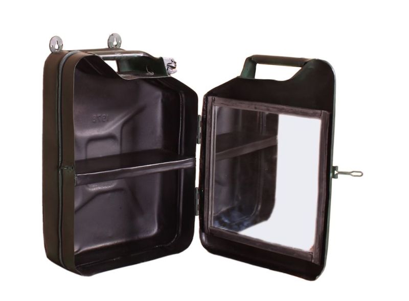Industrial Style Bathroom Cabinet Made from Metal Jerry Can from WWII