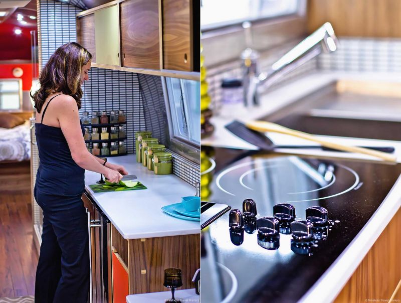 Renovated Vintage Airstream with Mid-Century Modern Interior Design 