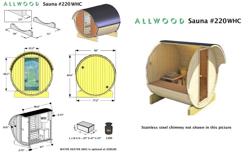 Allwood DIY 4-Person Barrel Sauna on Amazon