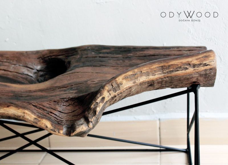 KOVUK Tree Bark Bank & Coffee Table by Odywood