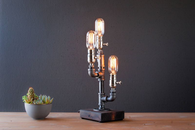 Steel Pipe Table Lamps can Add Steampunk Style into any Home 