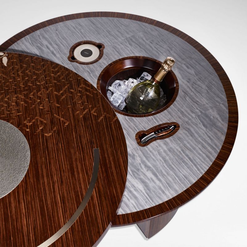 Alba Coffee Table by LINLEY Features Ornate Marquetry of Jasmine Flowers