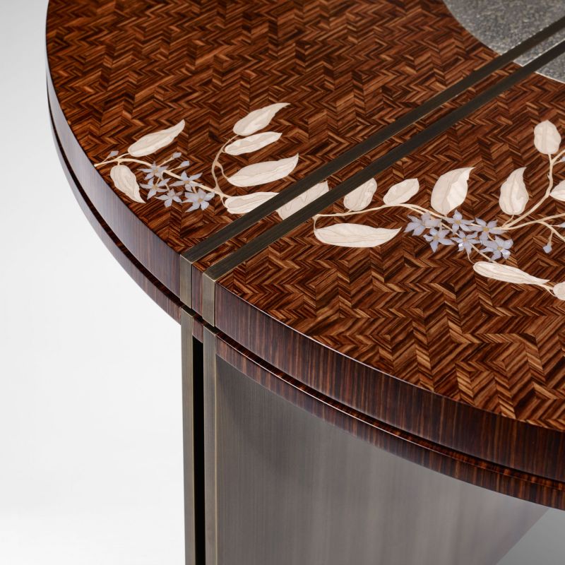 Alba Coffee Table by LINLEY Features Ornate Marquetry of Jasmine Flowers