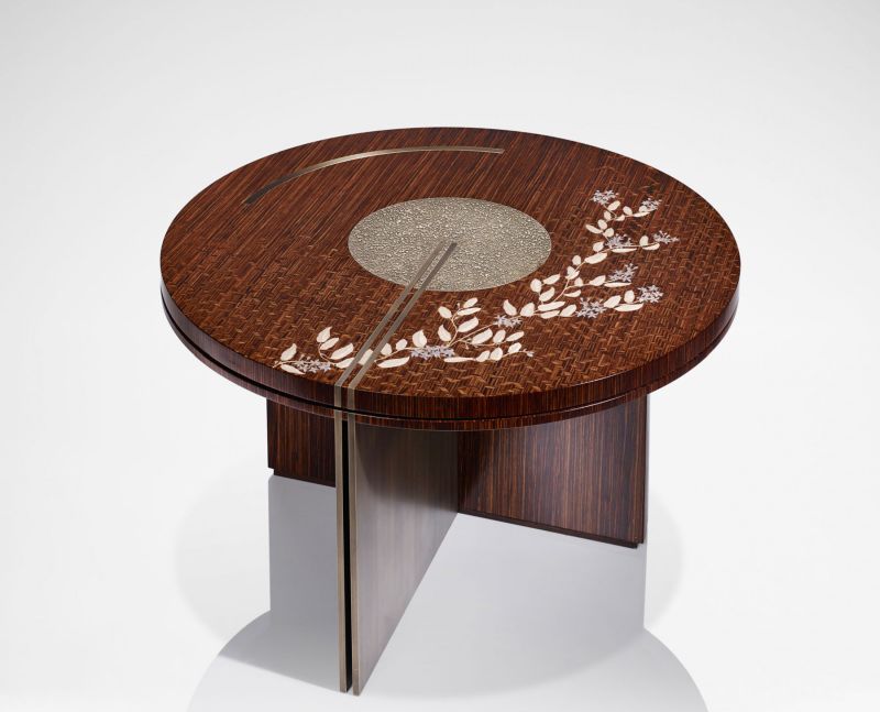 Alba Coffee Table by LINLEY Features Ornate Marquetry of Jasmine Flowers 