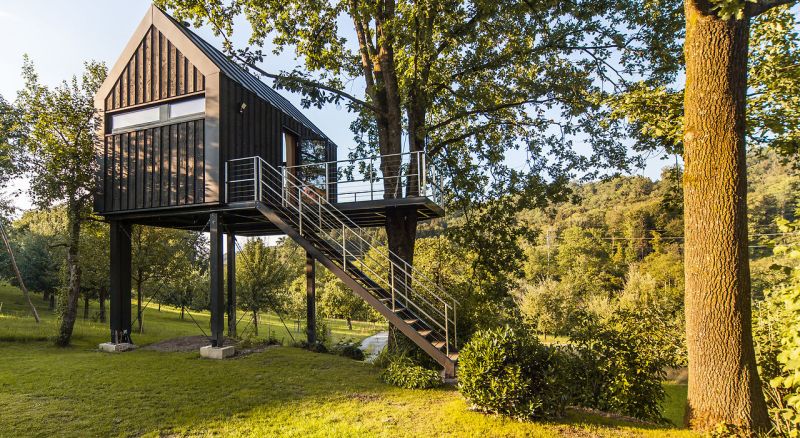 This Prefabricated Treehouse in Switzerland is Dream Home for Two Friends