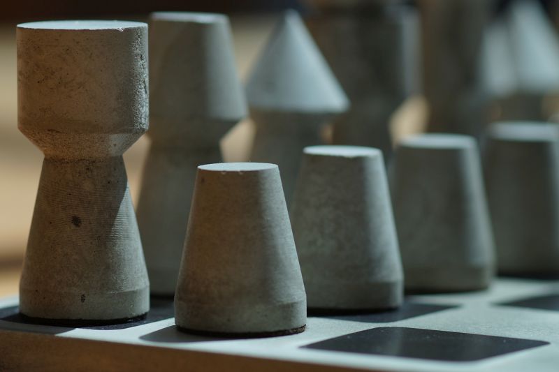 Fortify Chess Set in Concrete by Daniel Skoták - Homeli