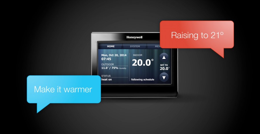 voice command to Honeywell thermostat