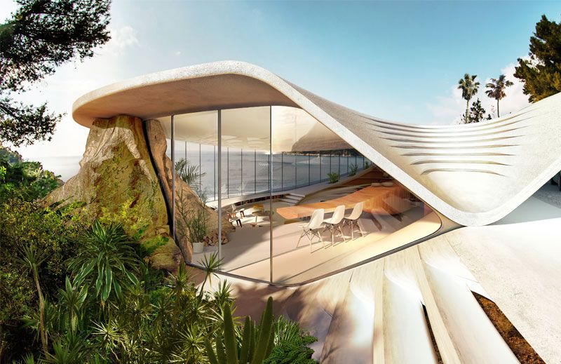 David Tajchman Conceives Futuristic Oceanside Pool House 