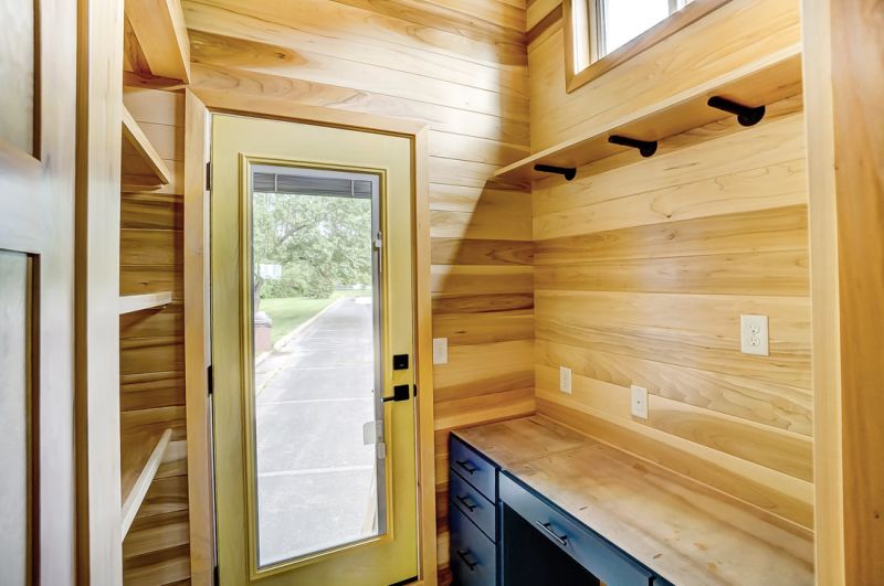 Modern Tiny Living’s Serenity Tiny House Features Office at Back Door