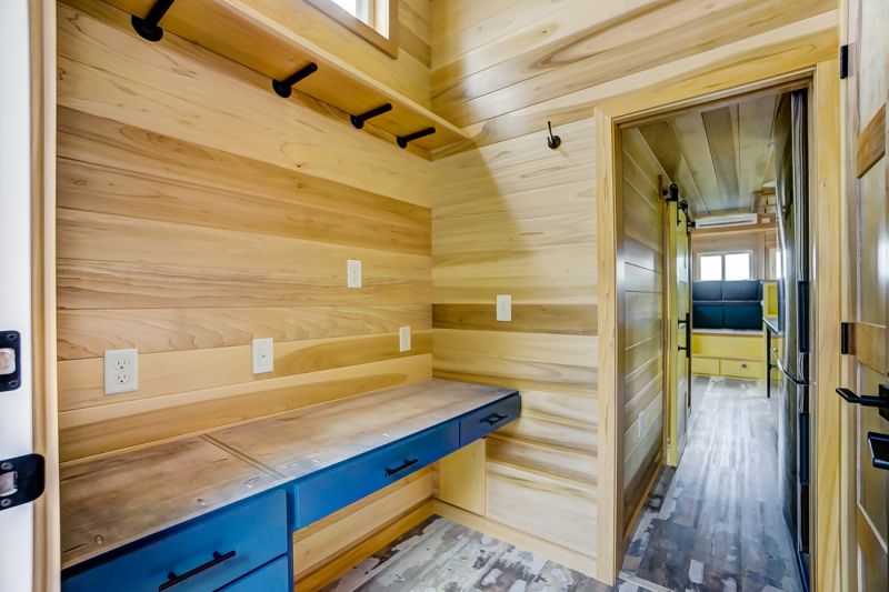 Modern Tiny Living’s Serenity Tiny House Features Office at Back Door