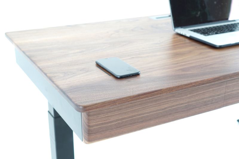 Woolsey Elegant Height-Adjustable Desk has Three Drawers and Wireless Charging 