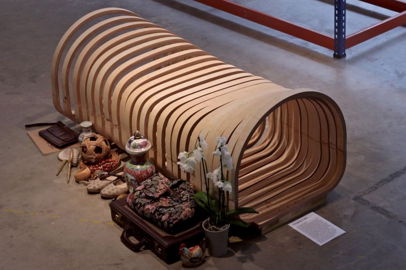 Yeyang Liao Design Coffin Chair that can be Cremated with the Owner