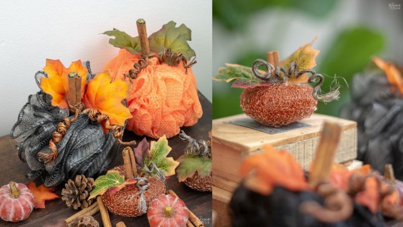 DIY mesh pumpkins for an easy fall decor