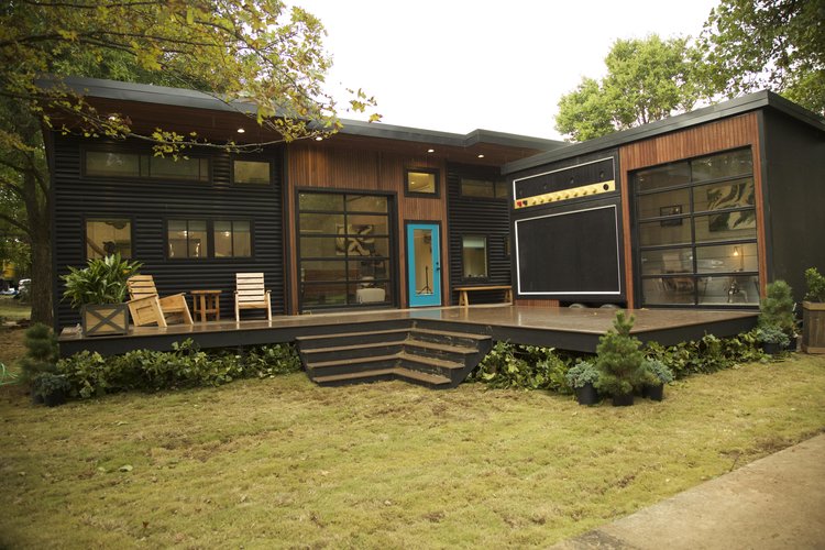 The Rocker is a double tiny house in Arkansas, features a house on foundation and a separate tiny house on wheels