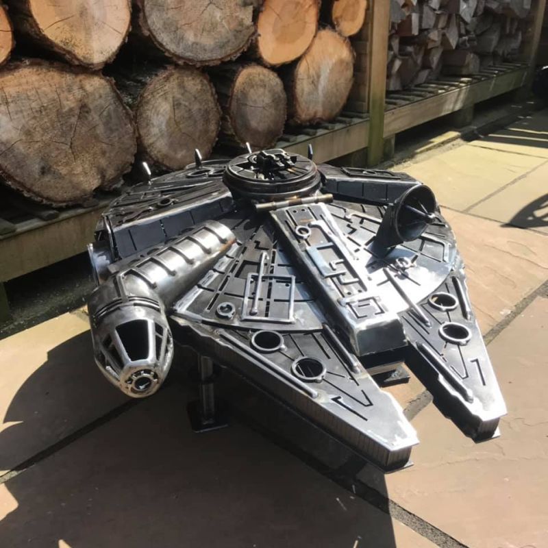 Millennium Falcon fire pit - Burned by Design