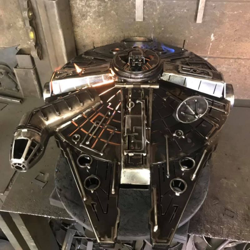 Millennium Falcon fire pit - Burned by Design