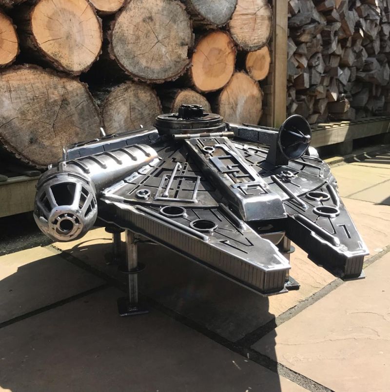 Millennium Falcon fire pit - Burned by Design