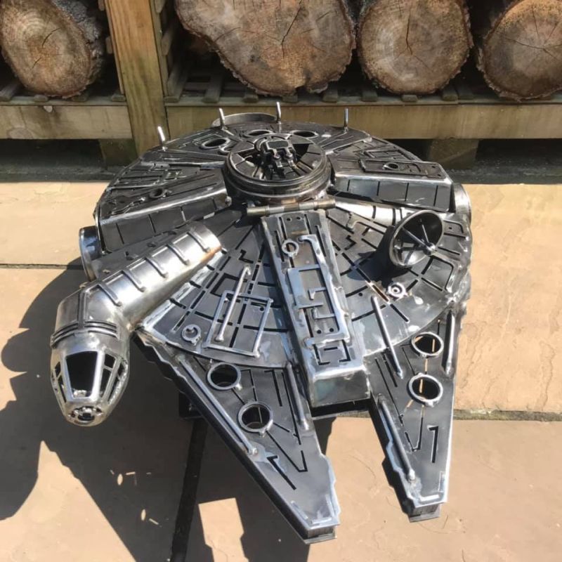 Millennium Falcon fire pit - Burned by Design