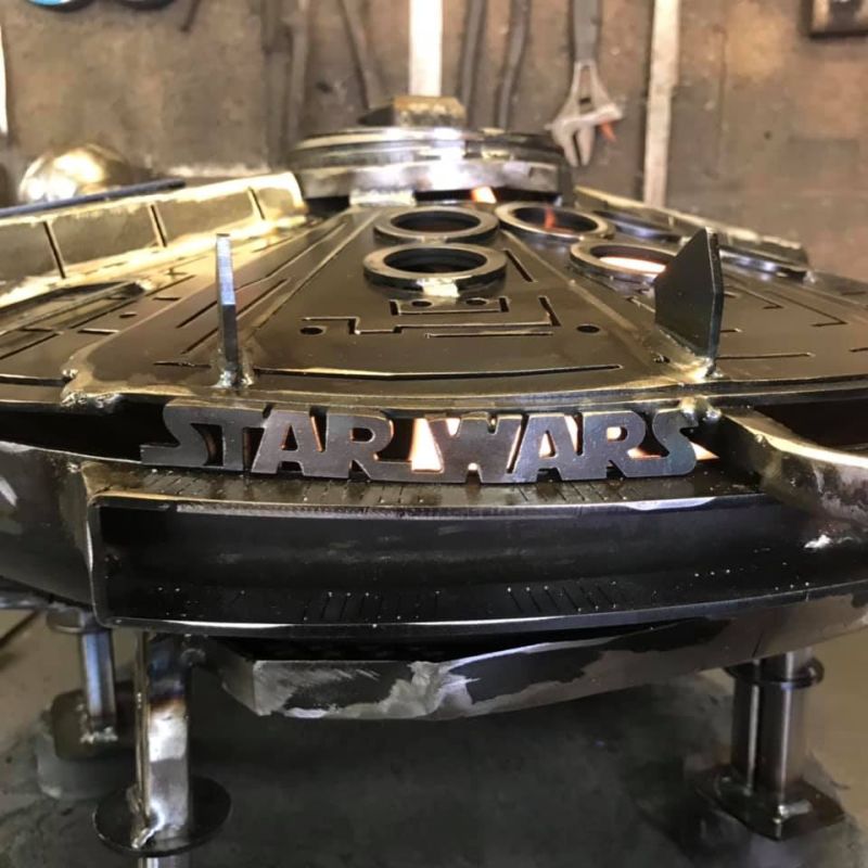 Millennium Falcon fire pit - Burned by Design