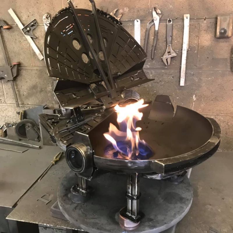 Millennium Falcon fire pit - Burned by Design