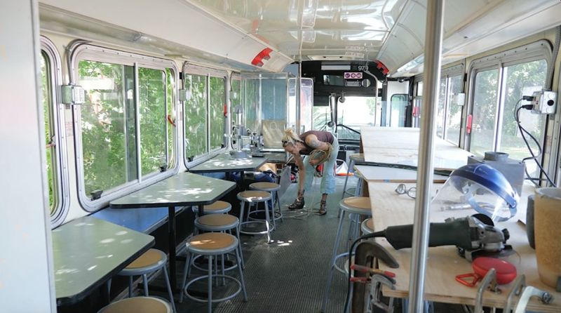 Sara Hanson Converting Retired City Bus Into Her Workshop on Wheels
