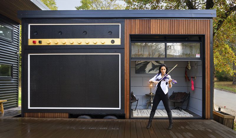 The Rocker is a double tiny house in Arkansas, features a house on foundation and a separate tiny house on wheels